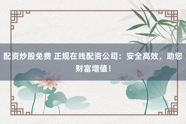 配资炒股免费 正规在线配资公司：安全高效，助您财富增值！