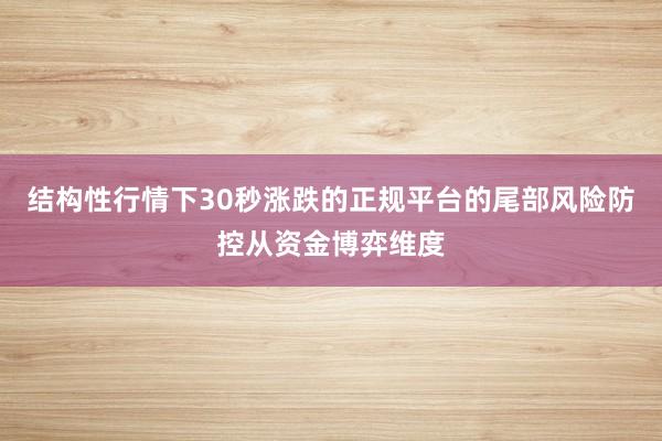 结构性行情下30秒涨跌的正规平台的尾部风险防控从资金博弈维度