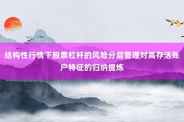结构性行情下股票杠杆的风险分层管理对高存活账户特征的归纳提炼